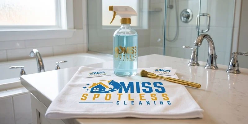 Sparkling clean bathroom after professional deep cleaning with gleaming fixtures and tile